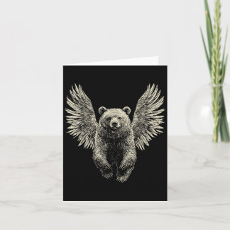 Bear With Angel Wings Retro Wildlife Artwork Flyin Card