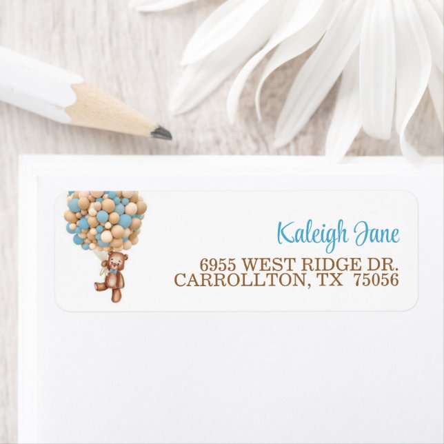 Bear with Balloons Address Label (Insitu)