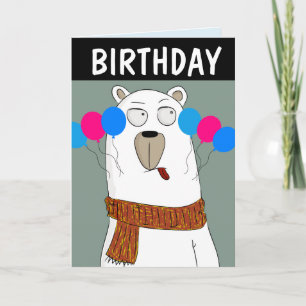 BEAR WITH BALLOONS ART CUTE BIRTHDAY CARD