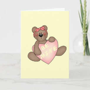 Bear with Be Mine Heart Tshirts and Gifts Holiday Card