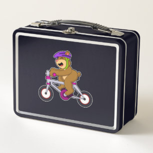 Bear with Bicycle & Helmet Metal Lunch Box