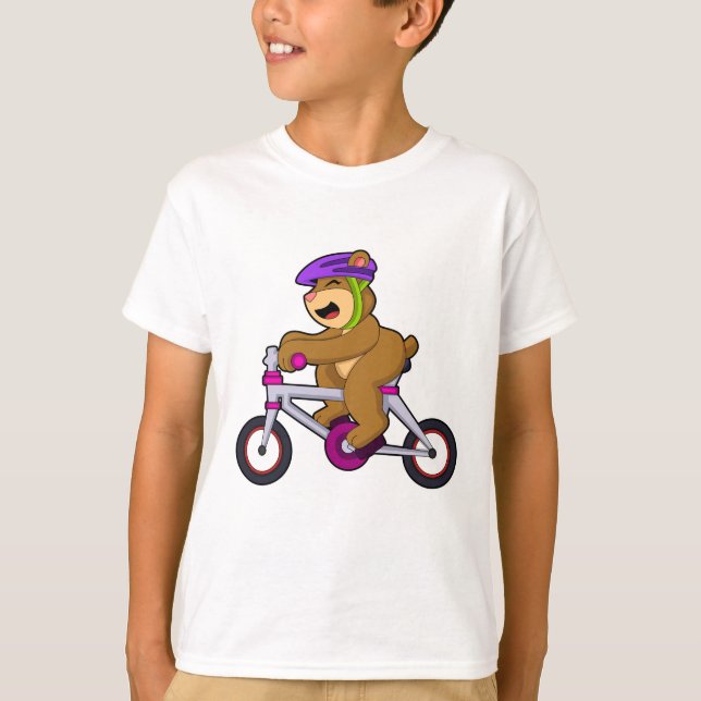 Bear with Bicycle & Helmet T-Shirt (Front)