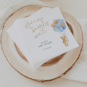 Bear with Blue and Tan Balloons Napkin