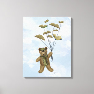 Bear with Book Butterflies Canvas Print