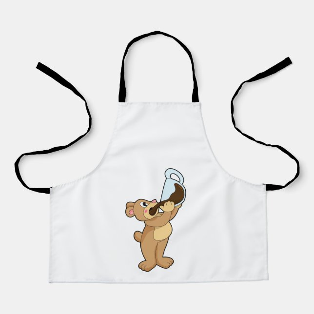 Bear with Coffee Cup Apron (Front)