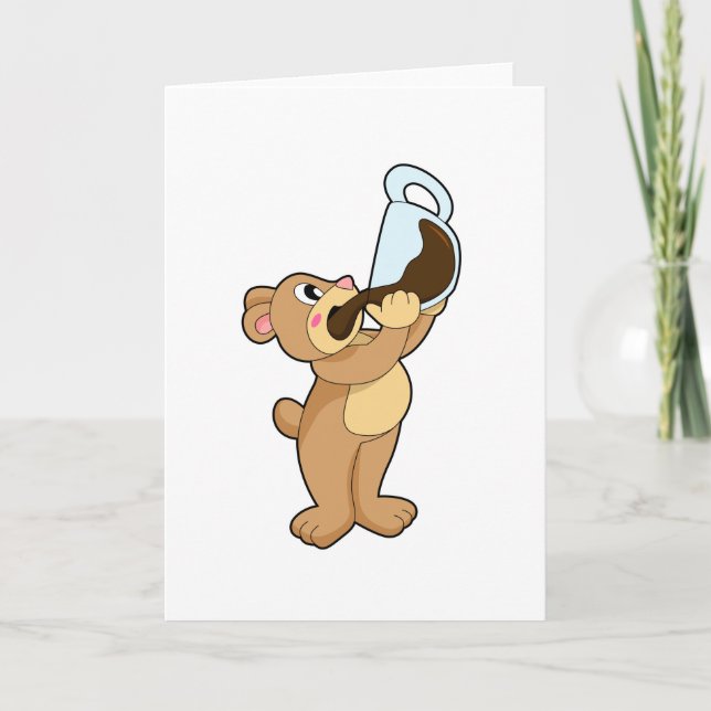 Bear with Coffee Cup Card (Front)