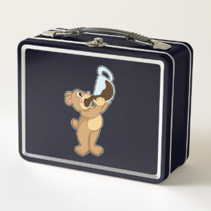 Bear with Coffee Cup Metal Lunch Box
