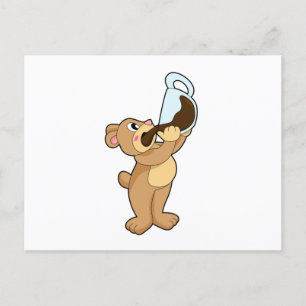 Bear with Coffee Cup Postcard