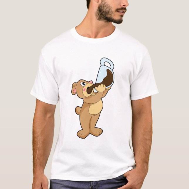 Bear with Coffee Cup T-Shirt (Front)