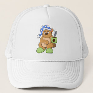 Bear with Cup of Coffee & Sleepyhead Trucker Hat