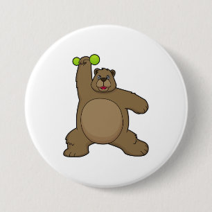 Bear with Dumbbell at Yoga Fitness 3 Inch Round Button