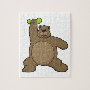 Bear with Dumbbell at Yoga Fitness Jigsaw Puzzle