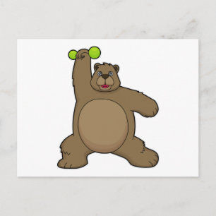 Bear with Dumbbell at Yoga Fitness Postcard