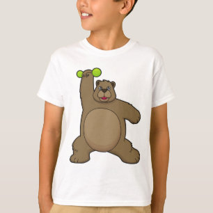Bear with Dumbbell at Yoga Fitness T-Shirt