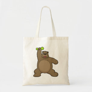 Bear with Dumbbell at Yoga Fitness Tote Bag