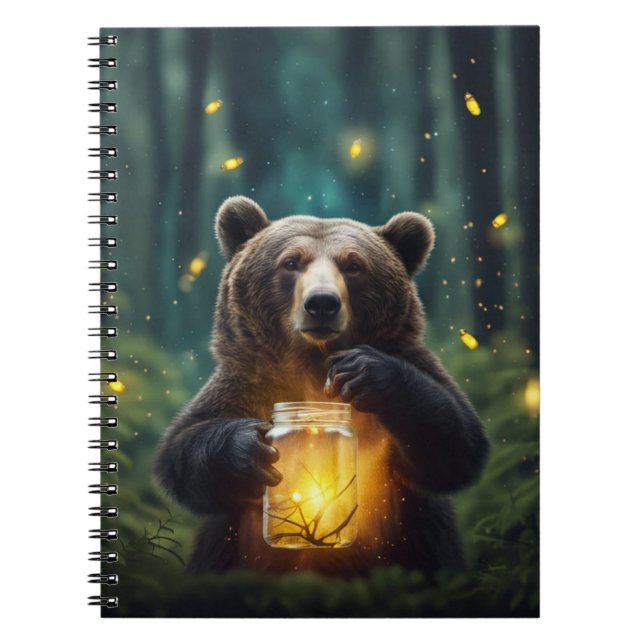 Bear With Fireflies In Jar Notebook (Front)