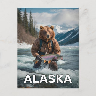 Bear With Fish In Alaska Postcard