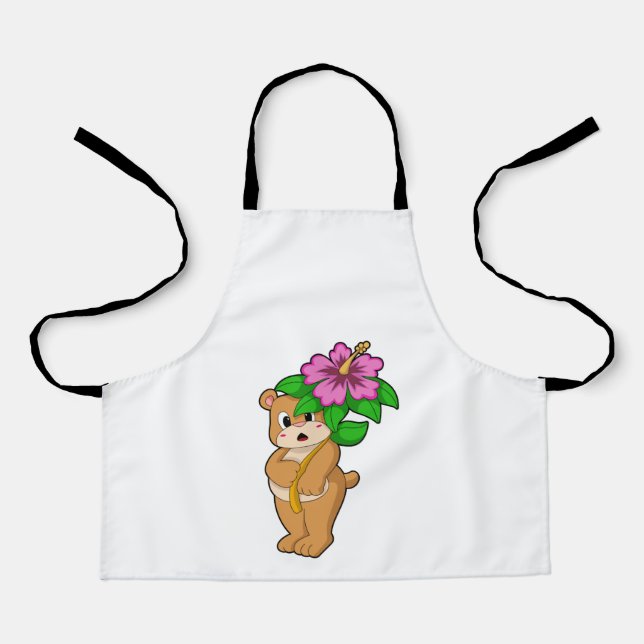 Bear with Flower Hibiscus Apron (Front)