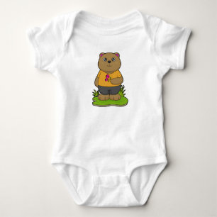 Bear with Flowers Baby Bodysuit