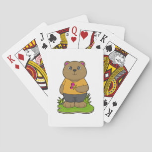 Bear with Flowers Playing Cards