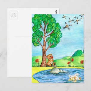 "Bear with Flowers" Postcard