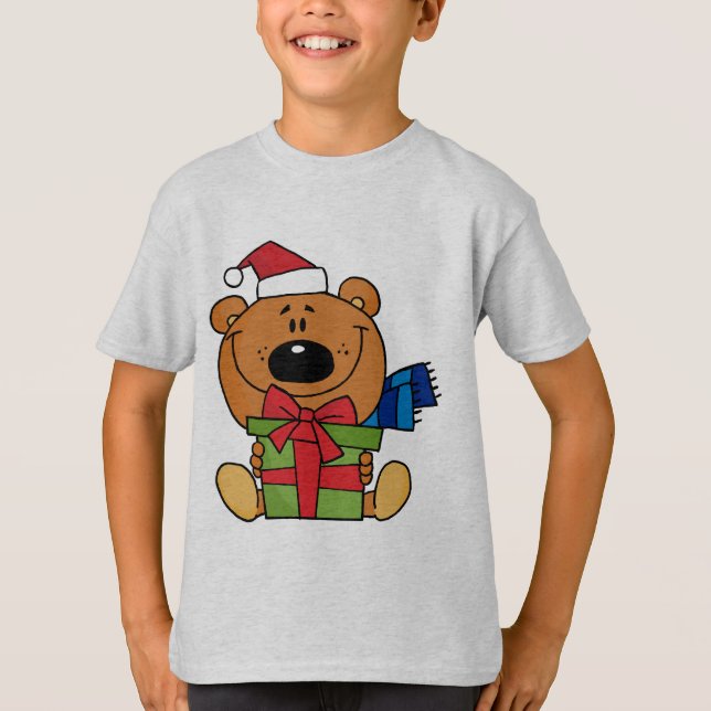 Bear With Gift Holiday Tshirts and Gifts (Front)