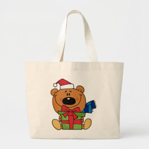 Bear With Gift Holiday Tshirts and Gifts Large Tote Bag