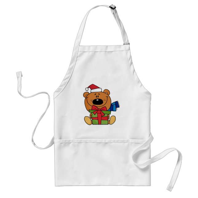Bear With Gift Holiday Tshirts and Gifts Standard Apron (Front)