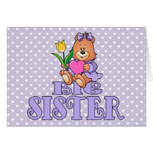 Bear with Heart Big Sister Blank Card