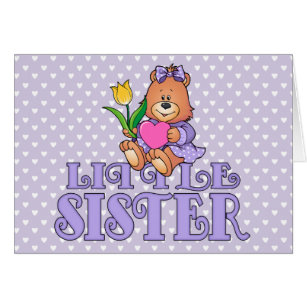 Bear with Heart Little Sister Blank Card