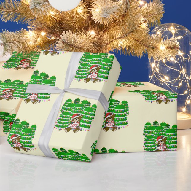 Bear with JOY Christmas  Wrapping Paper (Holidays)