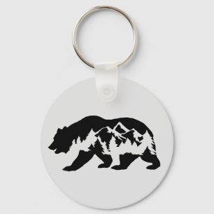 Bear with Mountains & Trees Keychain