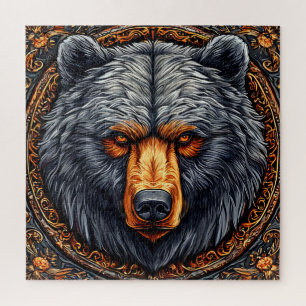 Bear with Ornate Floral Decor Jigsaw Puzzle