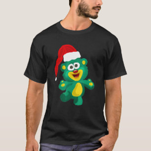 Bear With Santa Hat Christmas T-Shirt