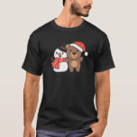 Bear With Snowman In Winter For Christmas   T-Shirt<br><div class="desc">Bear With Snowman In Winter For Christmas</div>