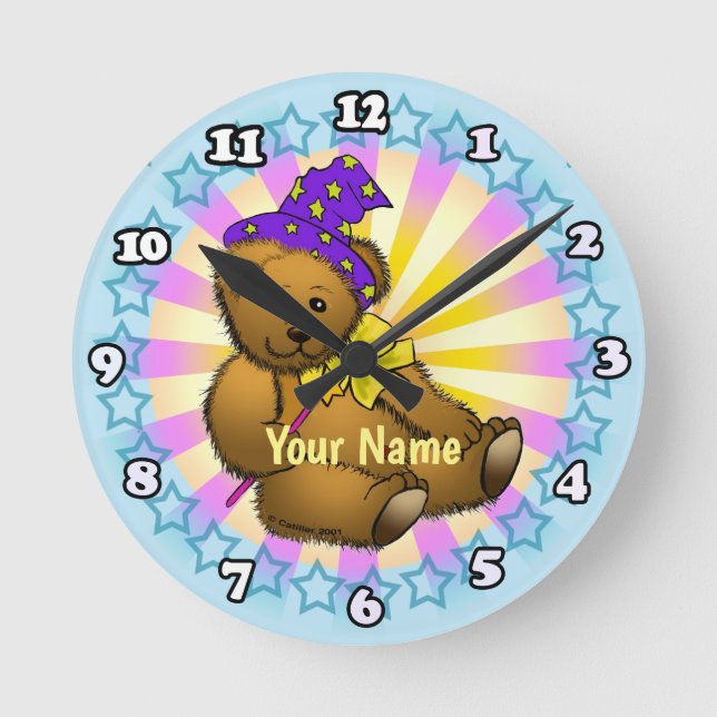 Bear wizard  round clock (Front)