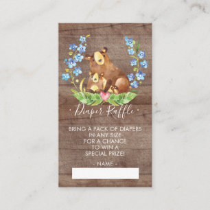 Bear Woodland Baby Shower Diaper Raffle Ticket Enclosure Card