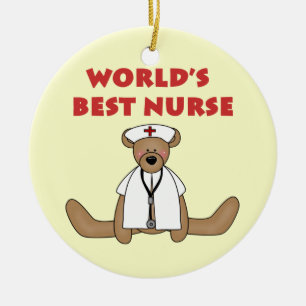 Bear World's Best Nurse T-shirts and Gifts Ceramic Ornament