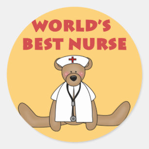 Bear World's Best Nurse T-shirts and Gifts Classic Round Sticker