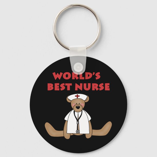 Bear World's Best Nurse T-shirts and Gifts Keychain (Front)