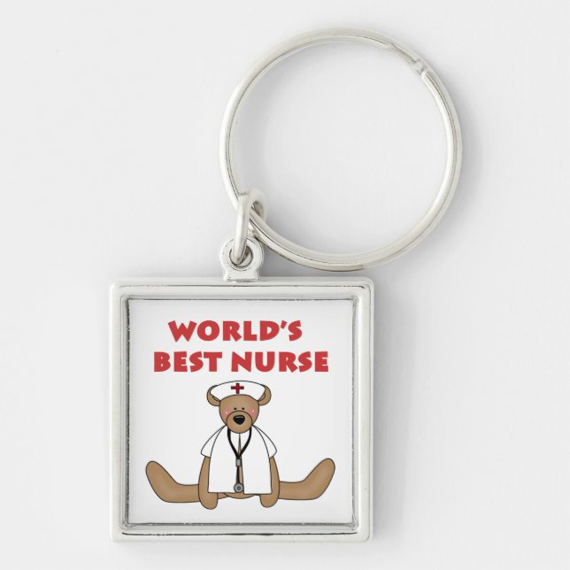 Bear World's Best Nurse T-shirts and Gifts Keychain (Front)