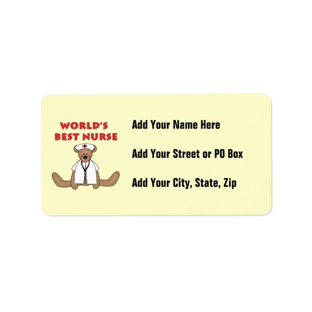 Bear World's Best Nurse T-shirts and Gifts Label (Front)