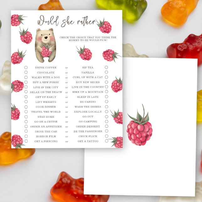 Bear - Would she rather - baby shower game (Creator Uploaded)