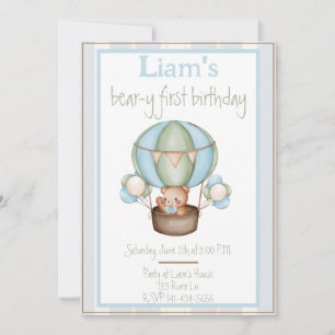 Bear-y first birthday for Boy Invitation