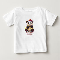 Bear-y Merry Christmas! Playful Panda Baby T-Shirt