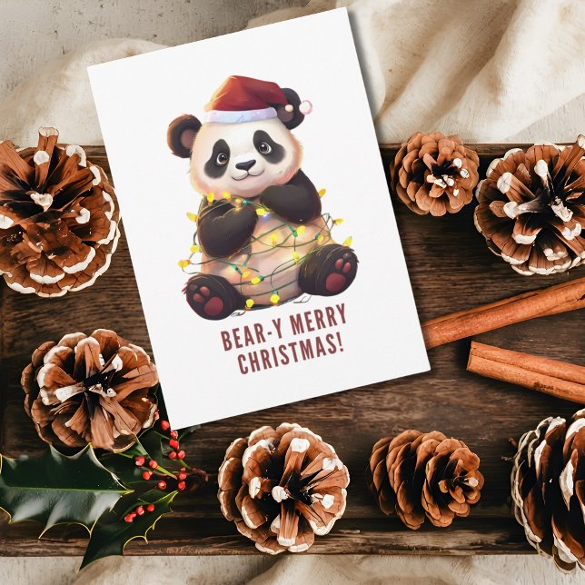 Bear-y Merry Christmas! Playful Panda Holiday Card (Creator Uploaded)