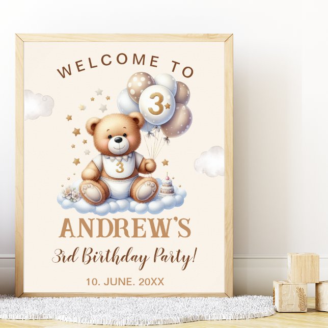Bear-y Sweet 3rd Birthday – Nursery or Party Poster (Creator Uploaded)