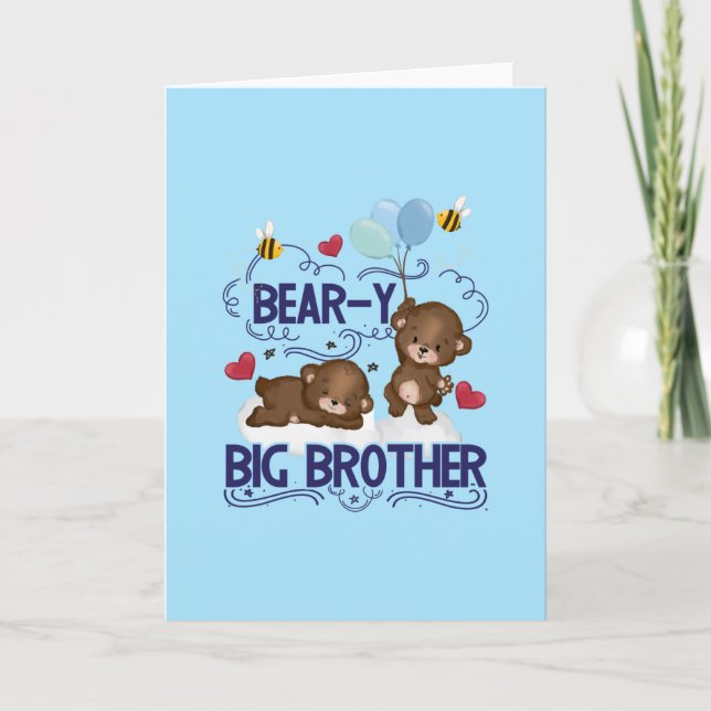Bear-y Very Big Brother Sibling Pun Card (Front)