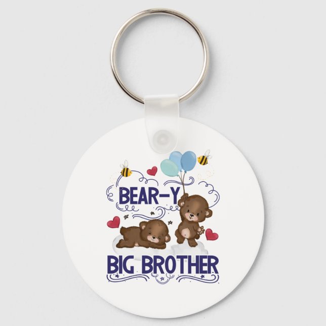 Bear-y Very Big Brother Sibling Pun Keychain (Front)