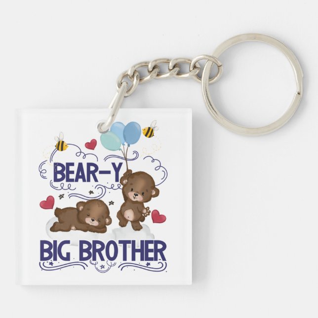 Bear-y Very Big Brother Sibling Pun Keychain (Back)